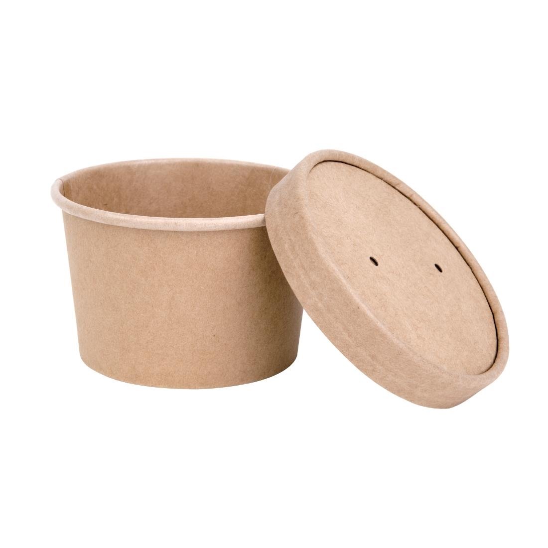 Fiesta Compostable Biodegradable Paper Soup Container Lids 98mm (Pack of 500) - FB556