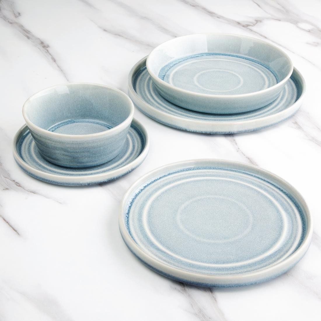 Olympia Cavolo Flat Round Plates Ice Blue 180mm (6 Pack) - FB567
