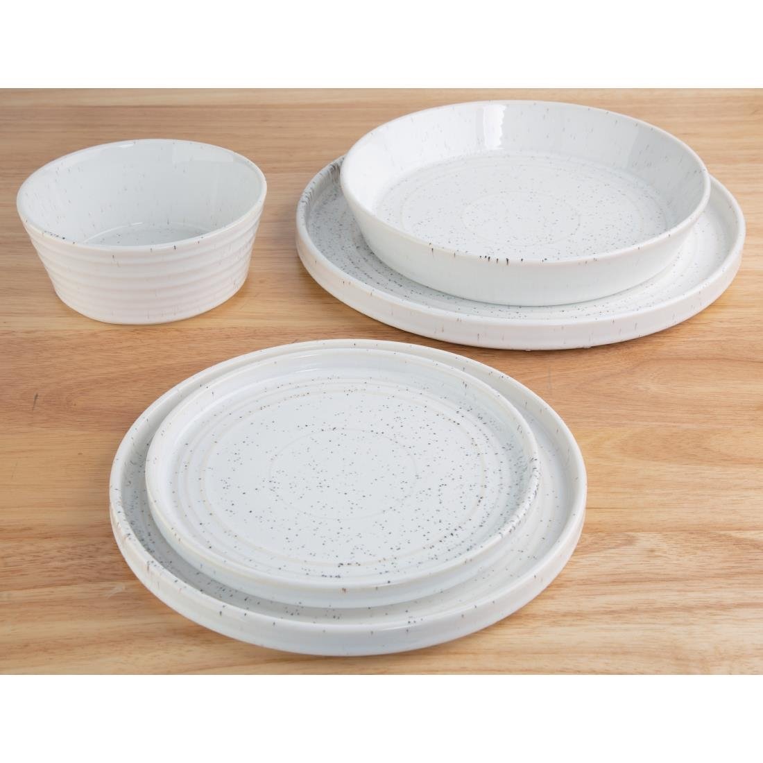 Olympia Cavolo White Speckle Flat Round Plate 270mm (4 Pack) - FD904