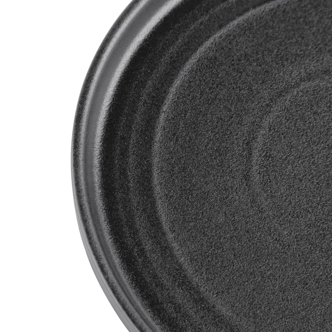 Olympia Cavolo Textured Black Flat Round Plate 220(Ø Pack)mm (6 Pack) - FD909