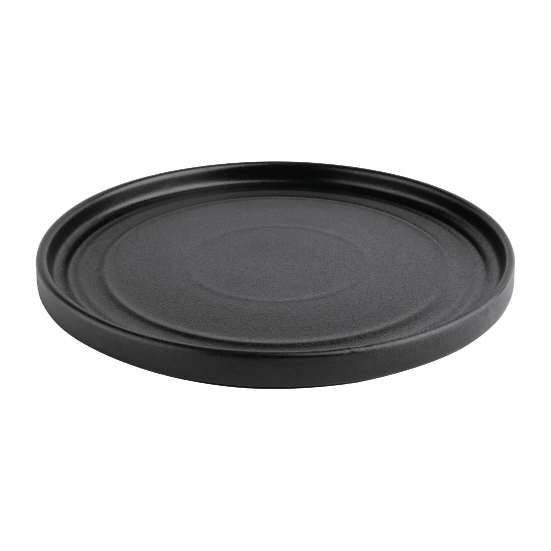 Olympia Cavolo Textured Black Flat Round Plate 220(Ø Pack)mm (6 Pack) - FD909