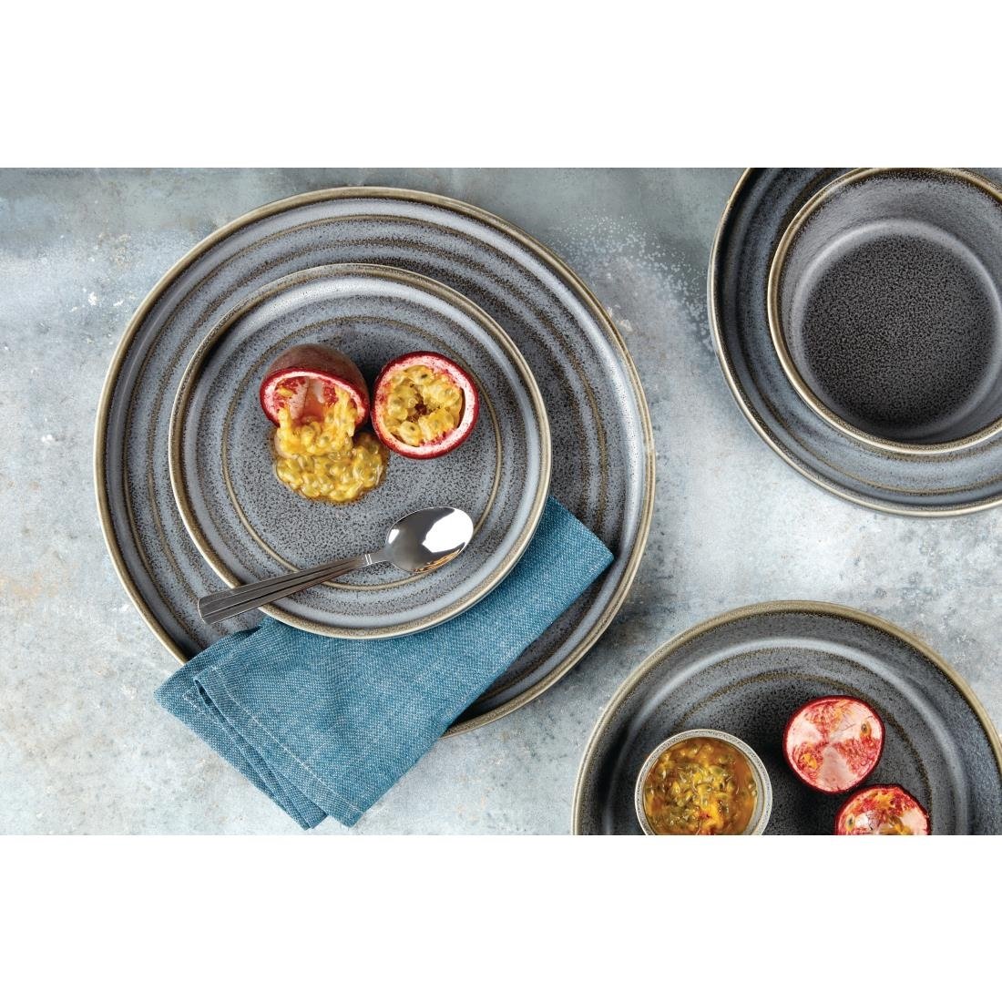 Olympia Cavolo Charcoal Dusk Flat Round Plate 220(Ø Pack)mm (6 Pack) - FD921