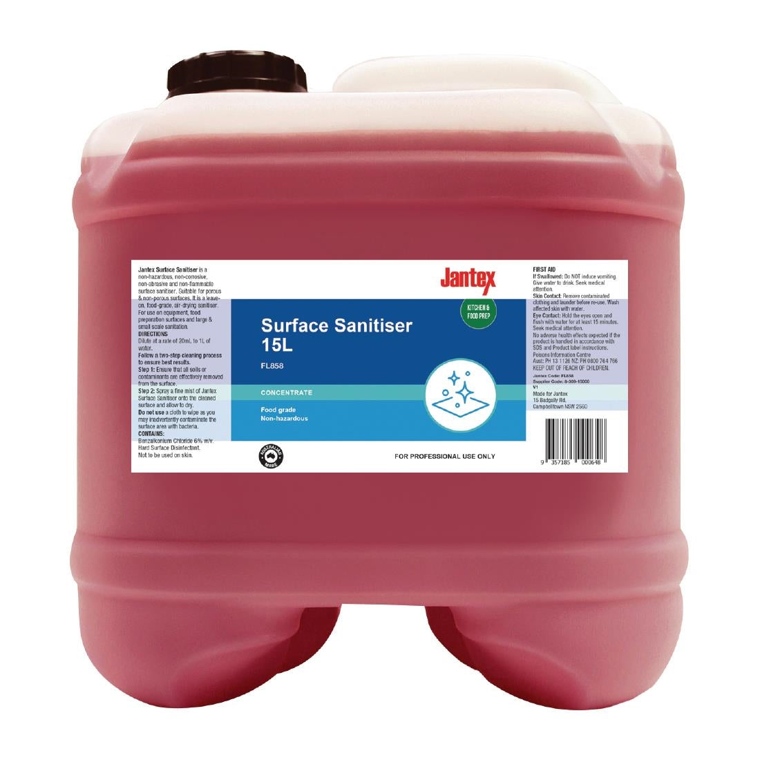 Jantex Food Grade Surface Sanitiser Concentrate 15Ltr - FL858