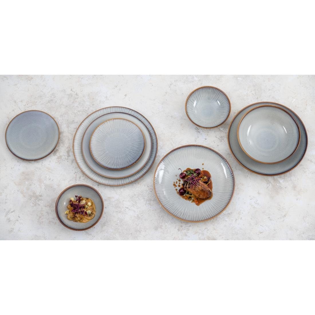 Olympia Drift Grey Embossed Coupe Bowls 205mm (4 Pack) - FU198