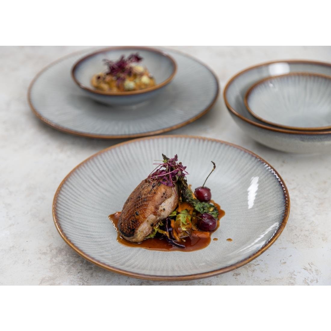 Olympia Drift Grey Embossed Coupe Bowls 205mm (4 Pack) - FU198