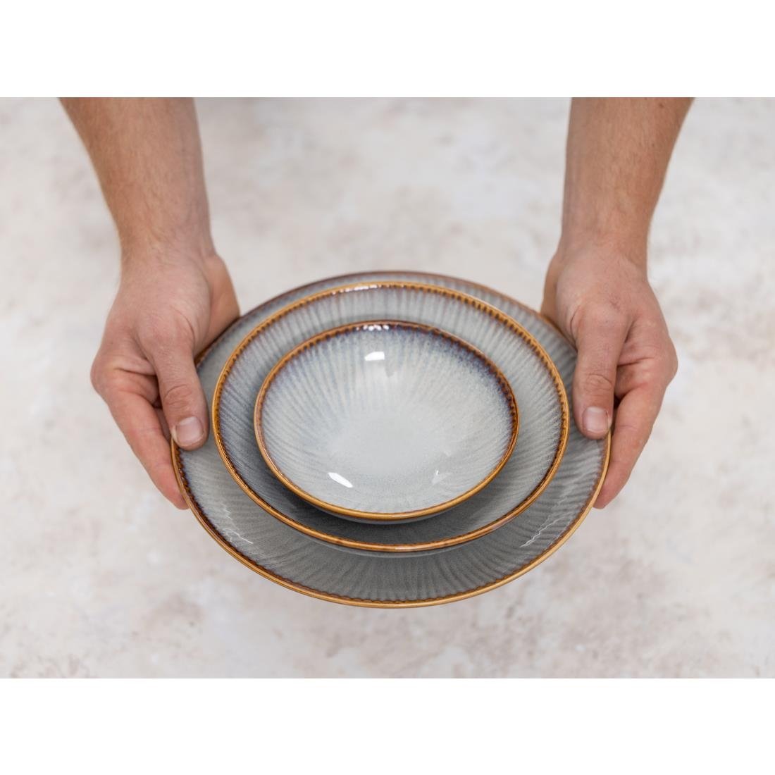 Olympia Drift Grey Embossed Coupe Bowls 205mm (4 Pack) - FU198