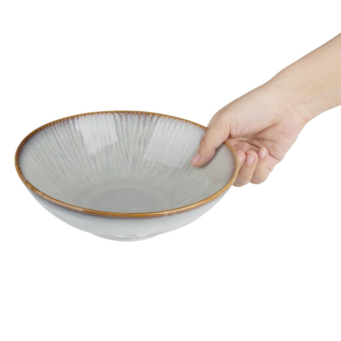 Olympia Drift Grey Embossed Coupe Bowls 205mm (4 Pack) - FU198