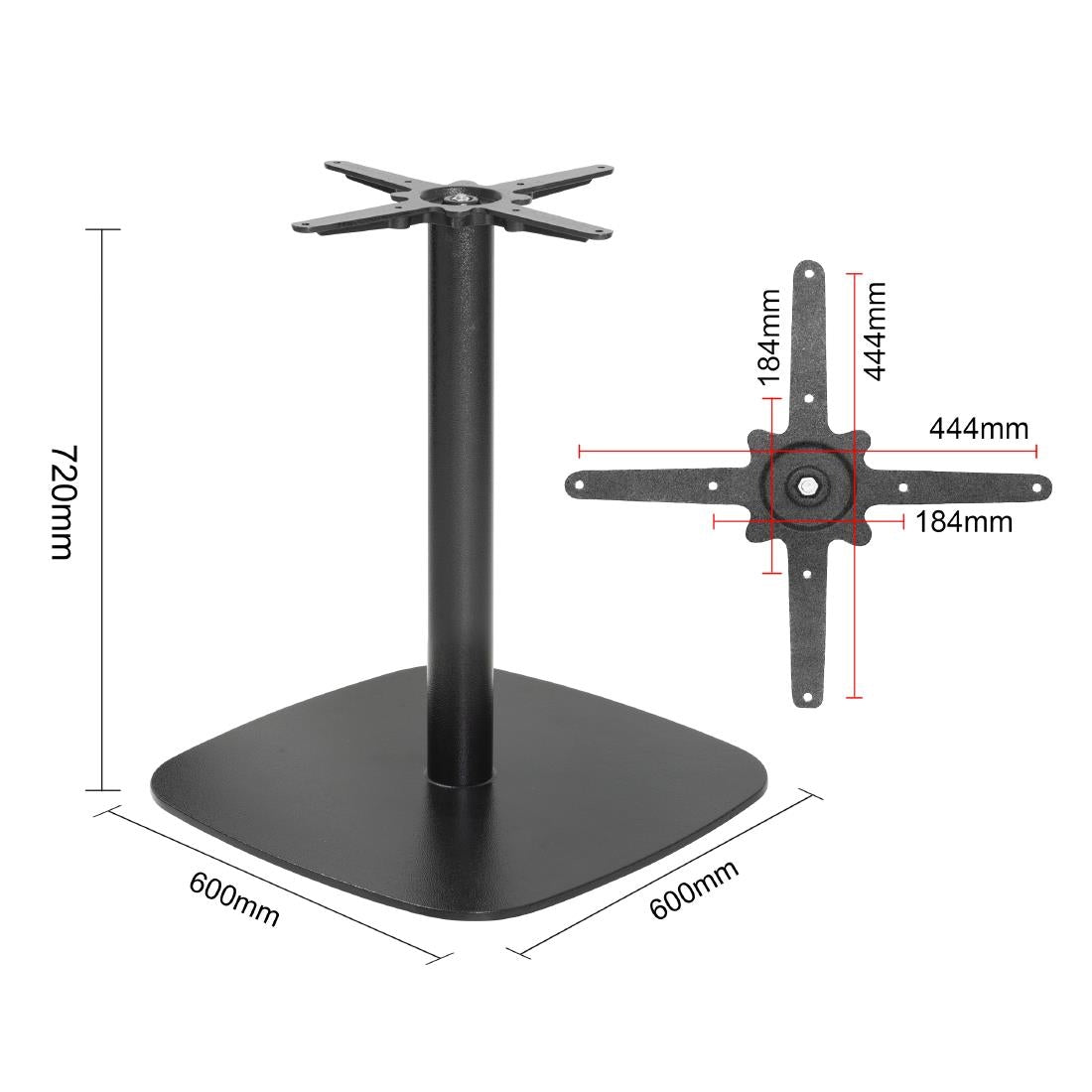 Bolero Black Cast Iron Table Base 720x600mm - FU547