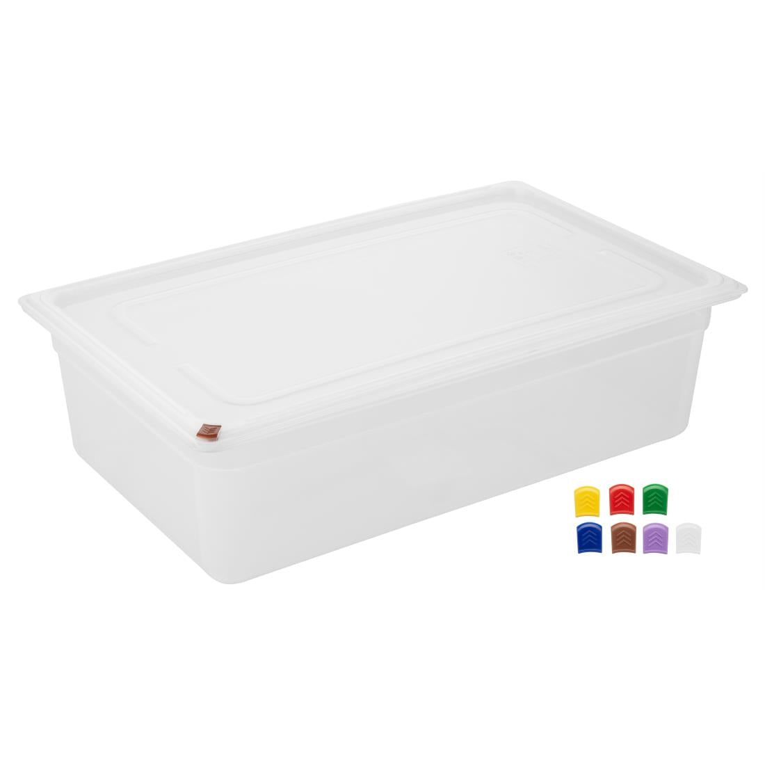 Hygiplas Click PP 1/1 GN Container with Lid & 7 Colour Clips 150mm 19.5Ltr (2 Pack) - FZ087