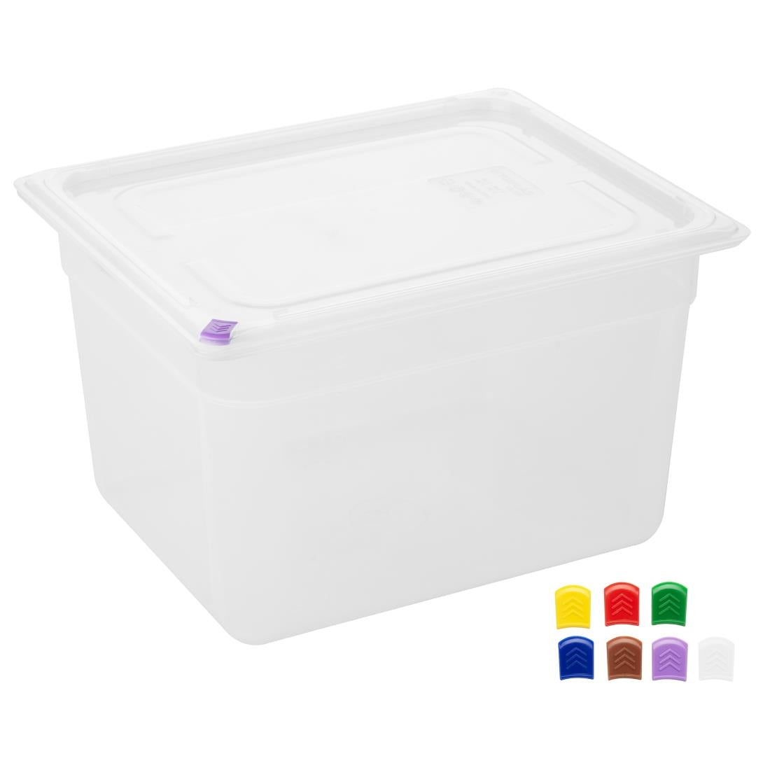 Hygiplas Click PP 1/2 GN Container with Lid & 7 Colour Clips 200mm 11.7Ltr (4 Pack) - FZ091
