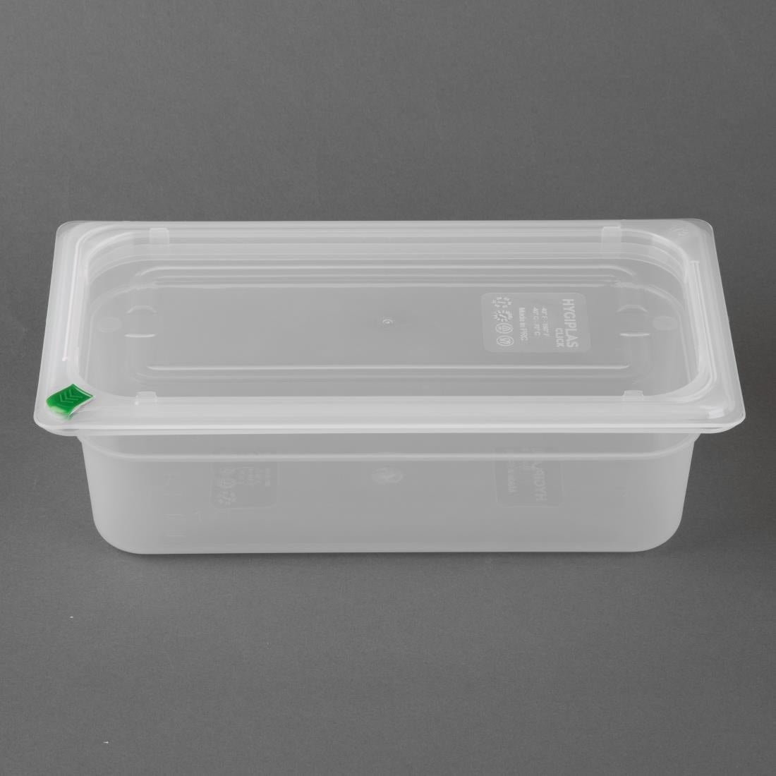 Hygiplas Click PP 1/3 GN Container with Lid & 7 Colour Clips 100mm 3.6Ltr (4 Pack) - FZ092