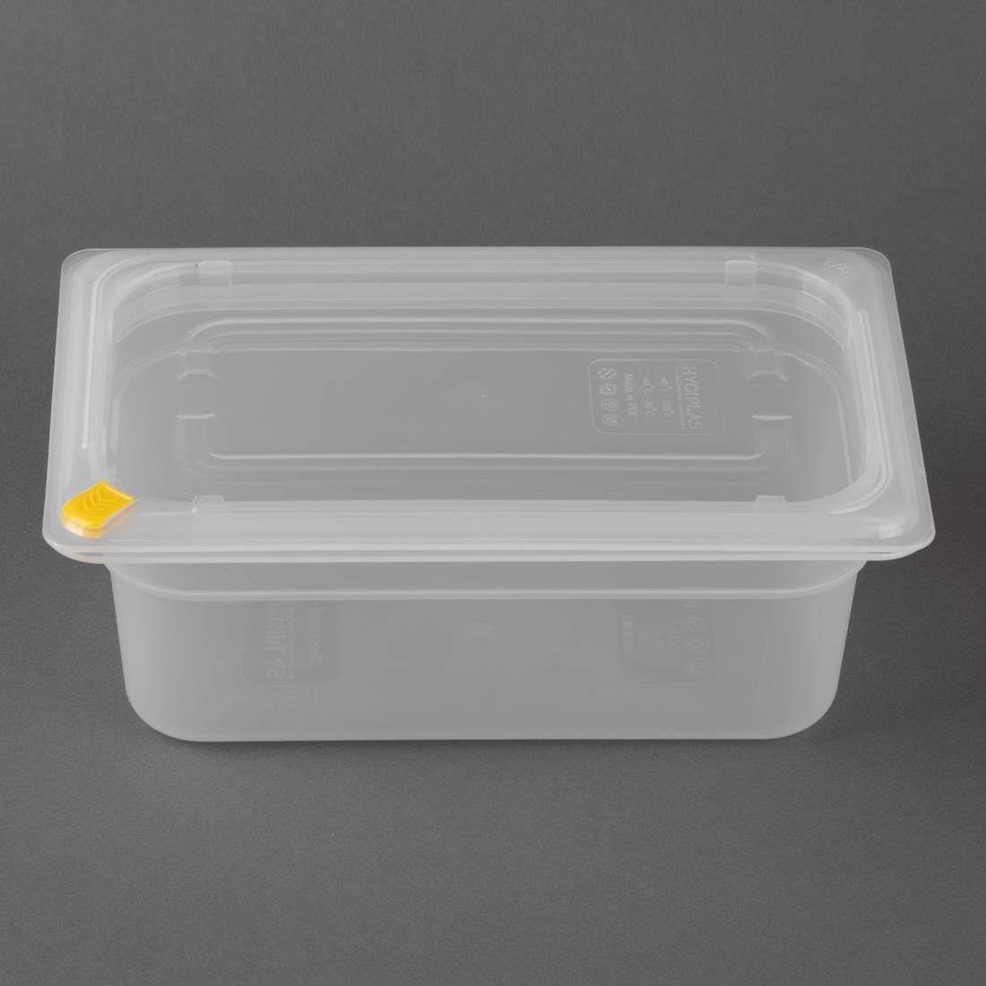 Hygiplas Click PP 1/4 GN Container with Lid & 7 Colour Clips 100mm 2.5Ltr (4 Pack) - FZ095