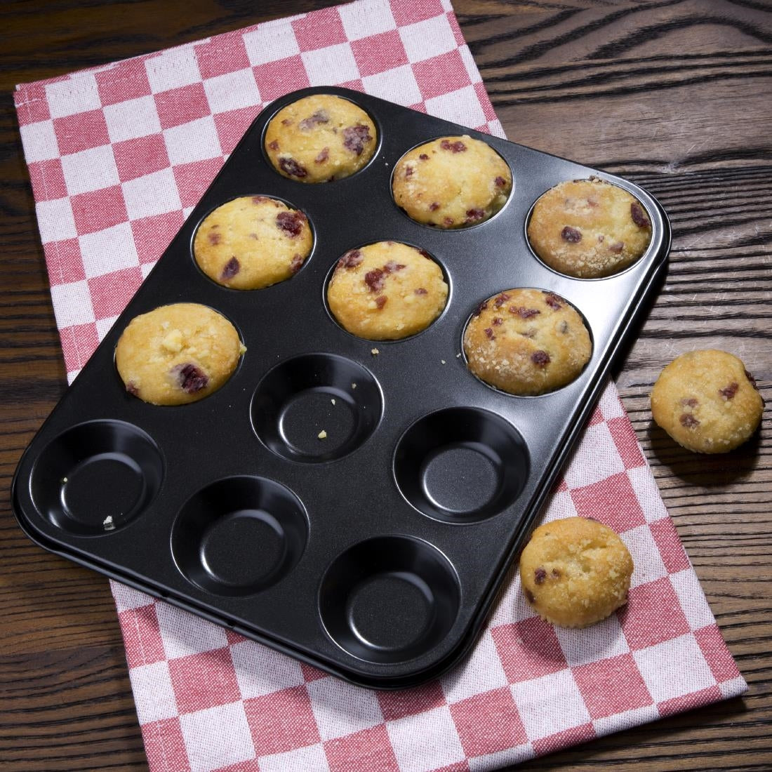 Vogue Carbon Steel Non-Stick Mini Muffin Tray 12 Cup - GD013