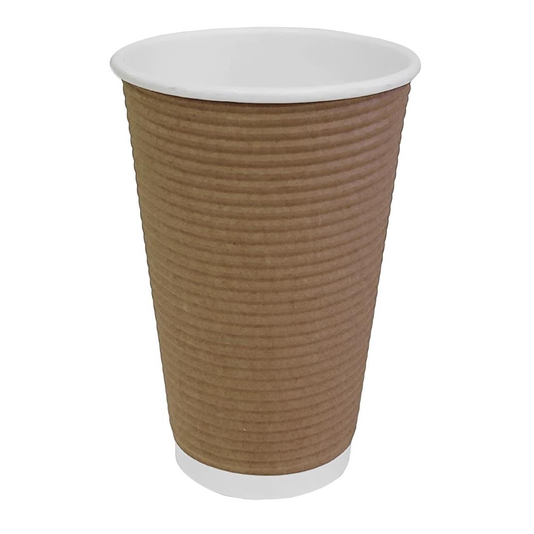 Fiesta Recyclable Takeaway Coffee Cups Ripple Wall Kraft 450ml (Pack of 500) - GF024
