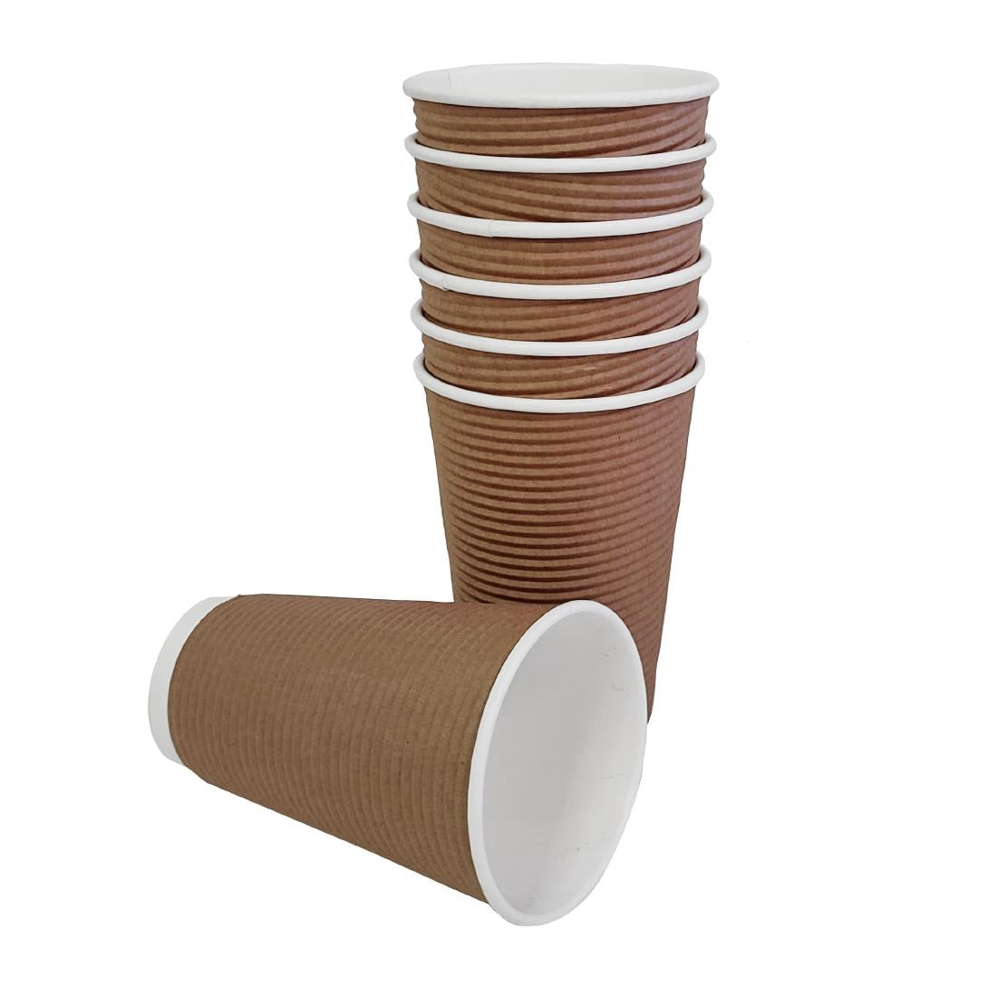 Fiesta Recyclable Takeaway Coffee Cups Ripple Wall Kraft 450ml (Pack of 500) - GF024