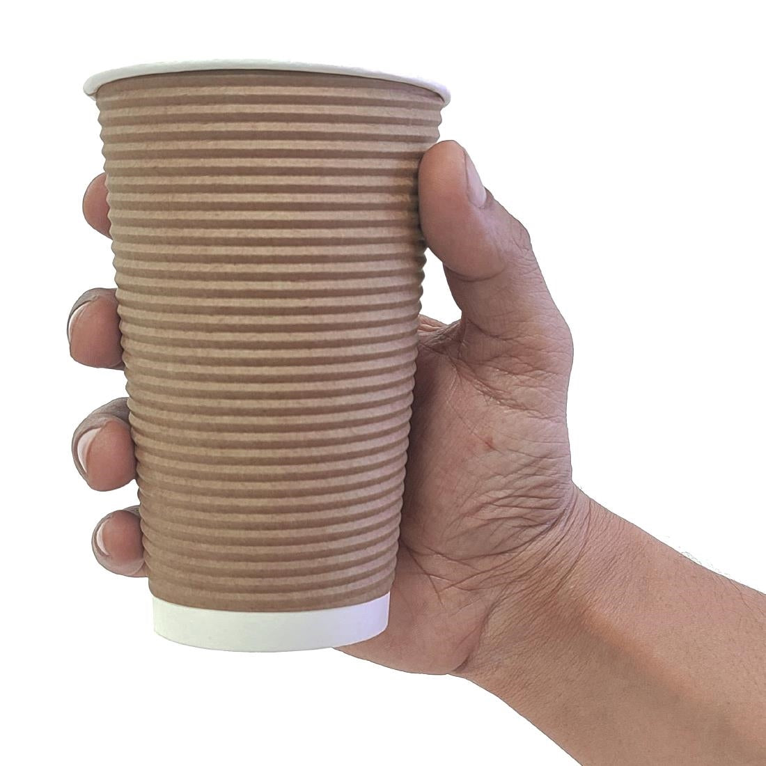 Fiesta Recyclable Takeaway Coffee Cups Ripple Wall Kraft 450ml (Pack of 500) - GF024
