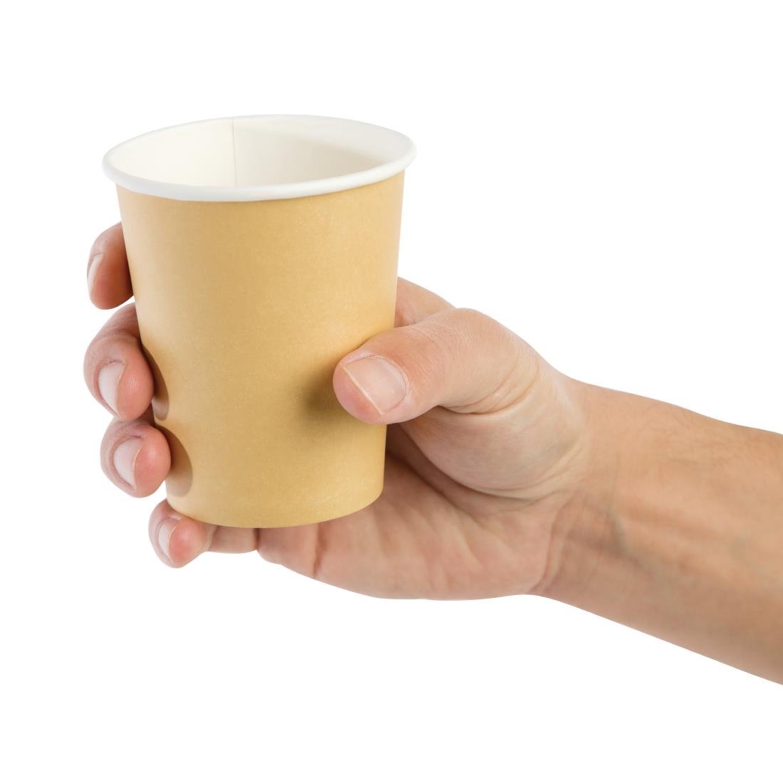 Fiesta Recyclable Takeaway Coffee Cups Single Wall Brown 225ml (Pack of 50) - GF031