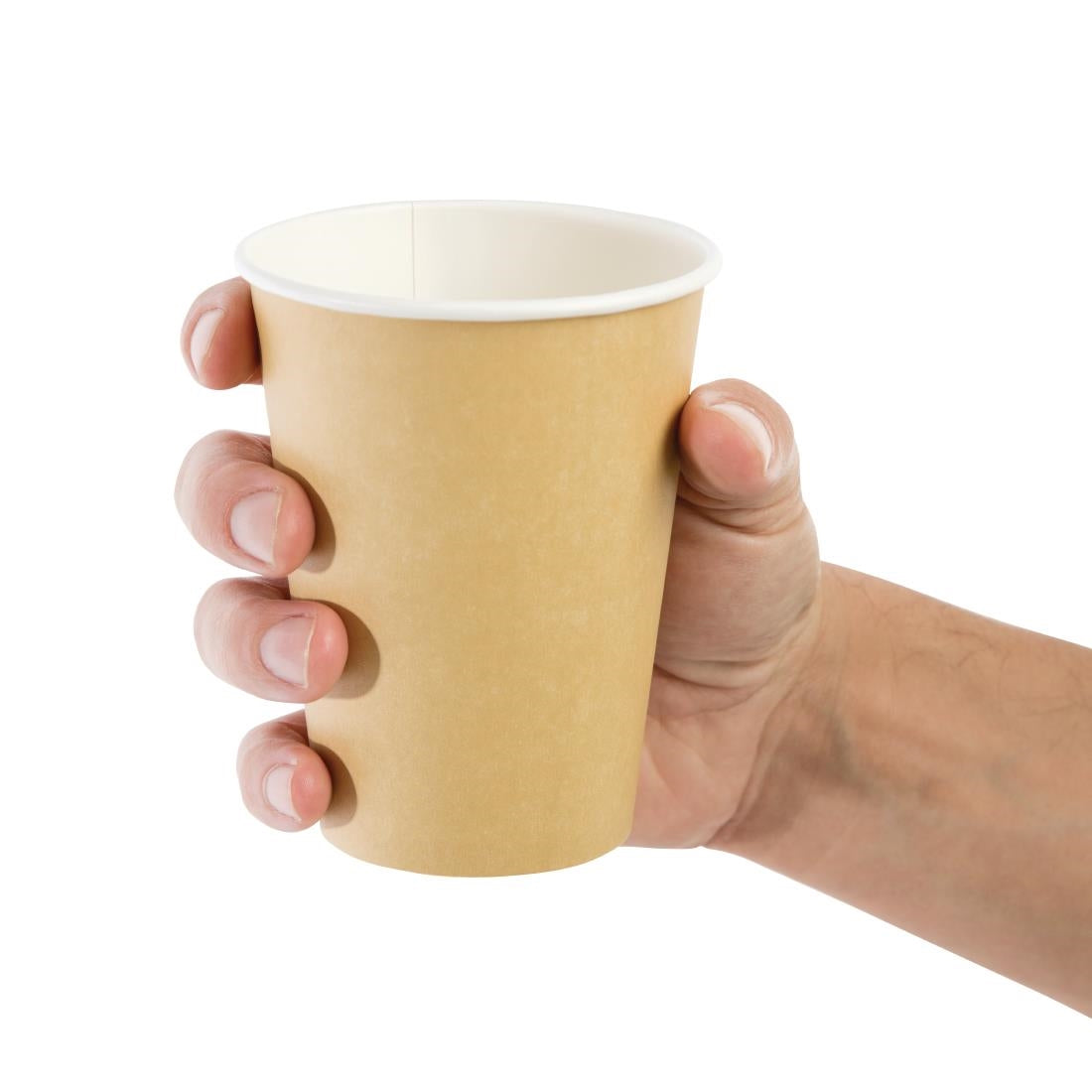 Fiesta Recyclable Takeaway Coffee Cups Single Wall Brown 340ml (Pack of 1000) - GF032