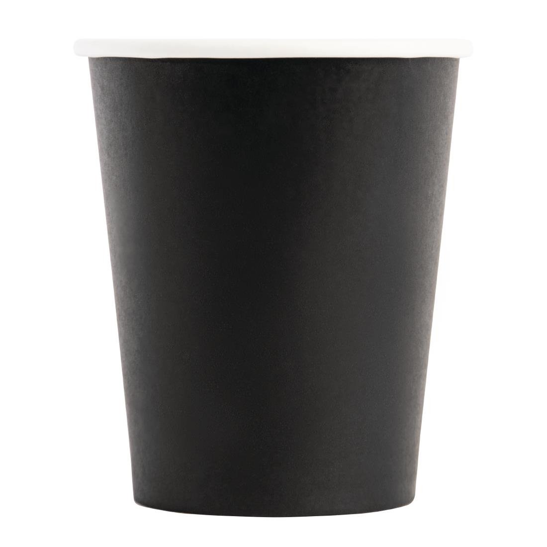 Fiesta Recyclable Takeaway Coffee Cups Single Wall Black 225ml (Pack of 50) - GF041