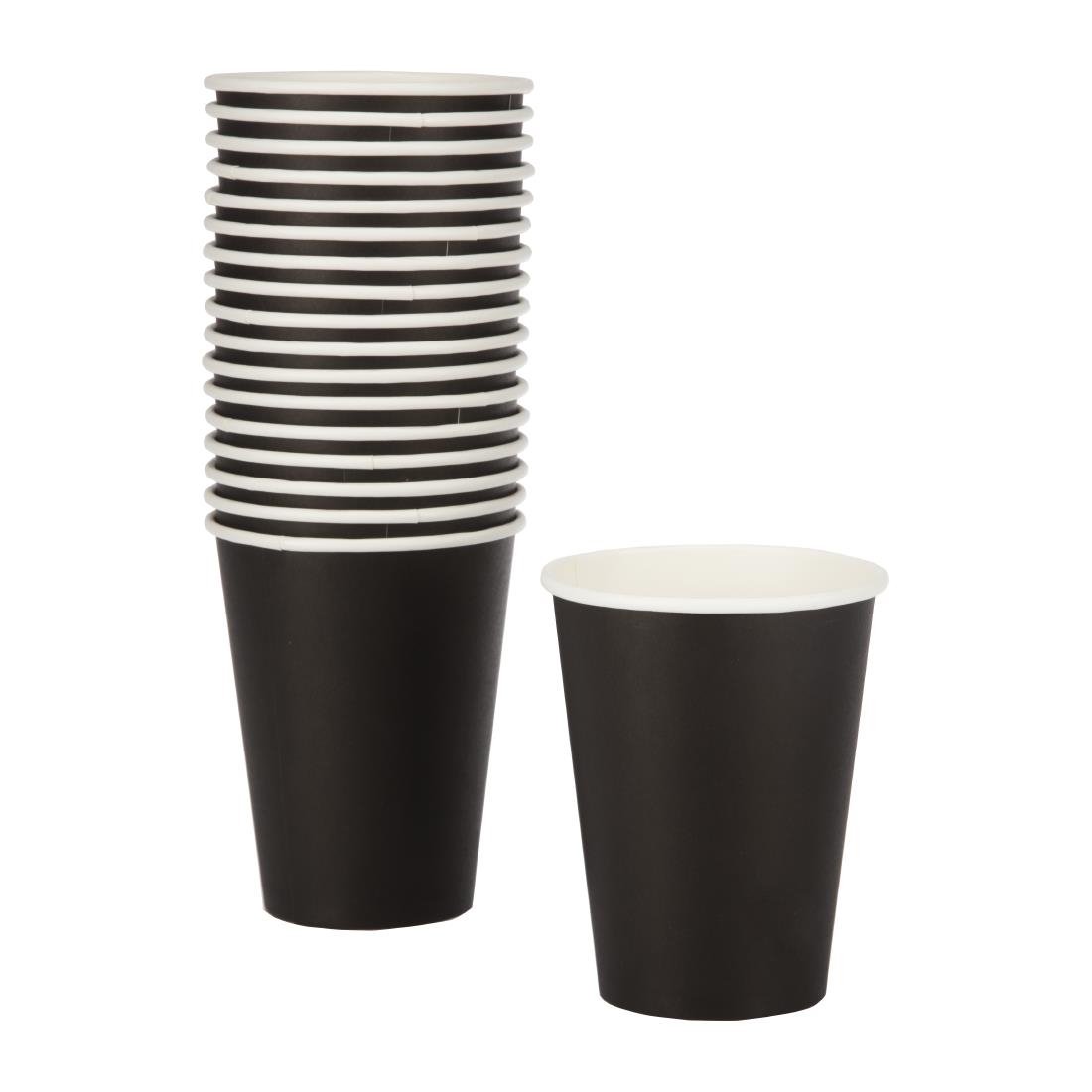 Fiesta Recyclable Takeaway Coffee Cups Single Wall Black 340ml (Pack of 1000) - GF042