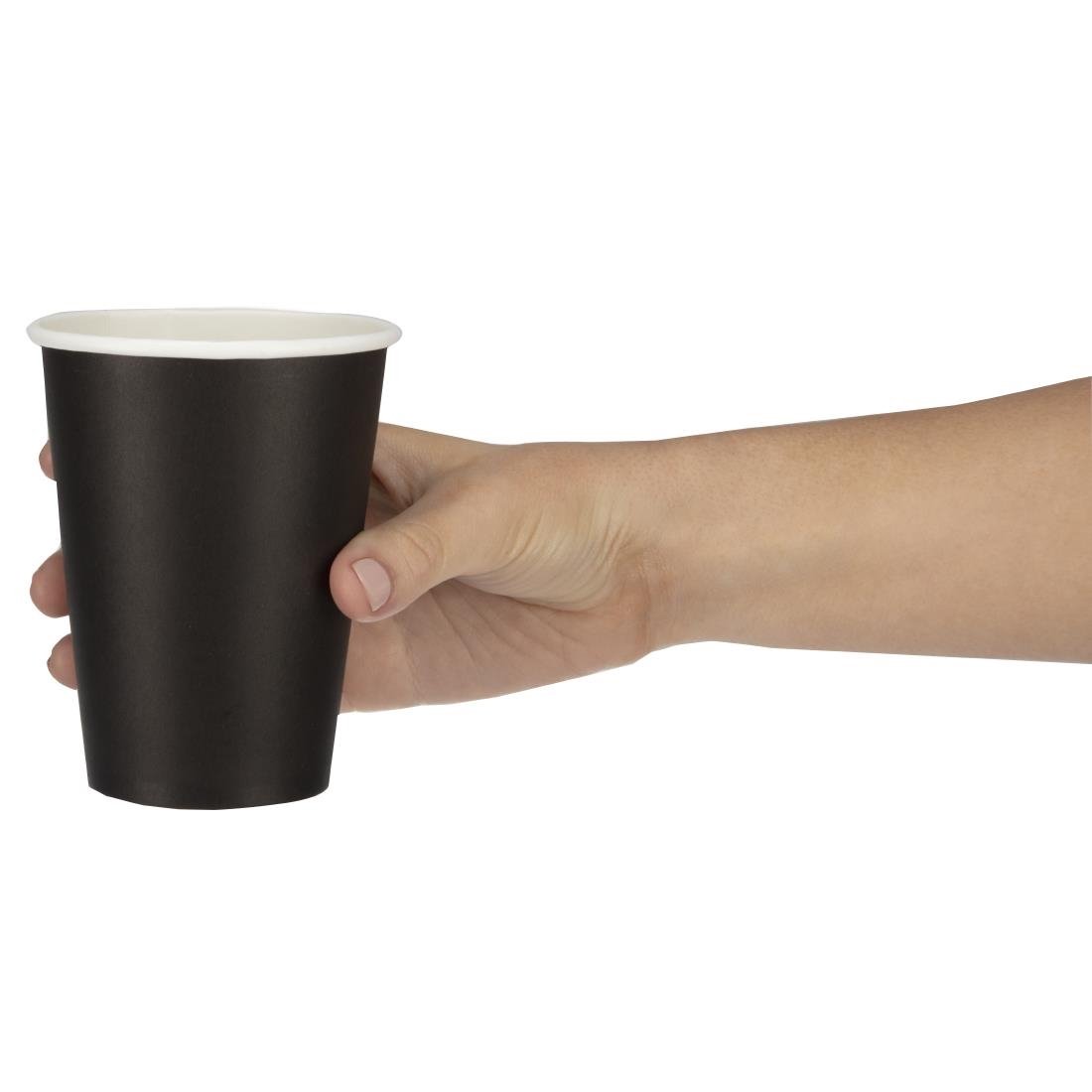 Fiesta Recyclable Takeaway Coffee Cups Single Wall Black 340ml (Pack of 1000) - GF042
