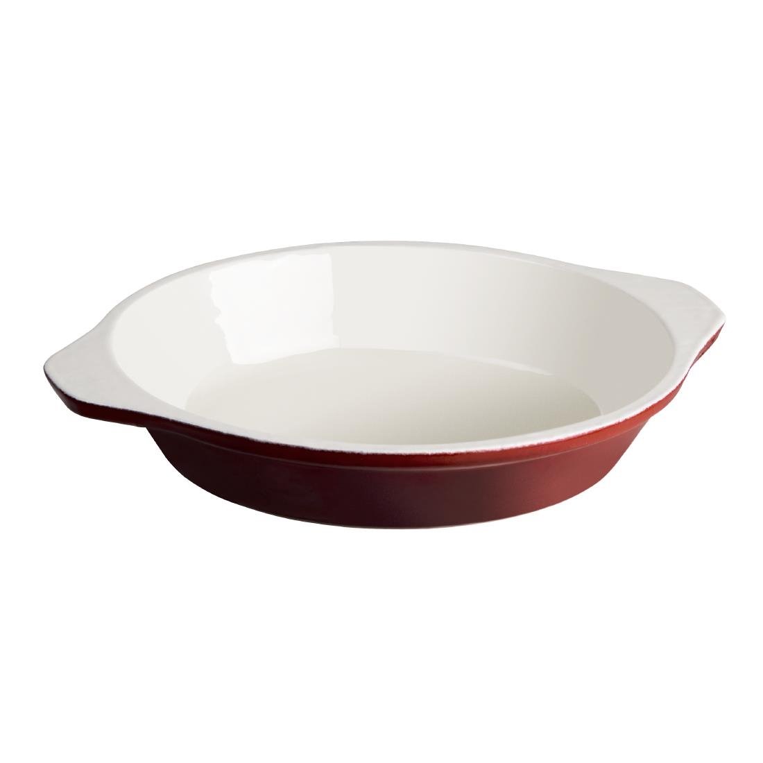 Vogue Red Round Cast Iron Gratin Dish 400ml - GH315