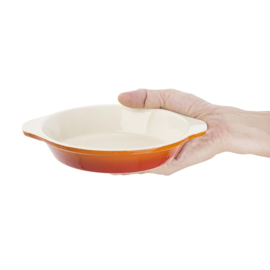 Vogue Orange Round Cast Iron Gratin Dish 400ml - GH316