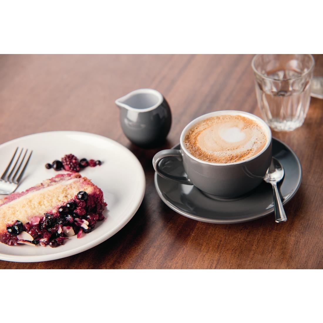Olympia Cafe Saucer Charcoal (Fits GK075 & GK078) - 158mm (Box 12) - GL049