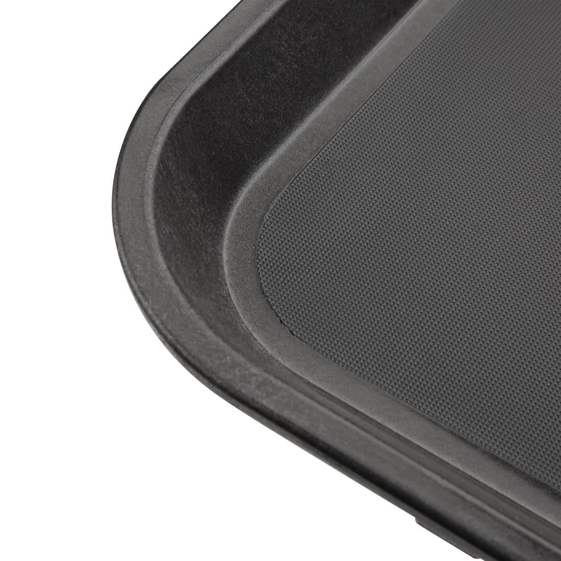 Olympia Kristallon Polypropylene Rectangular Non-Slip Tray Black 405mm - GM238