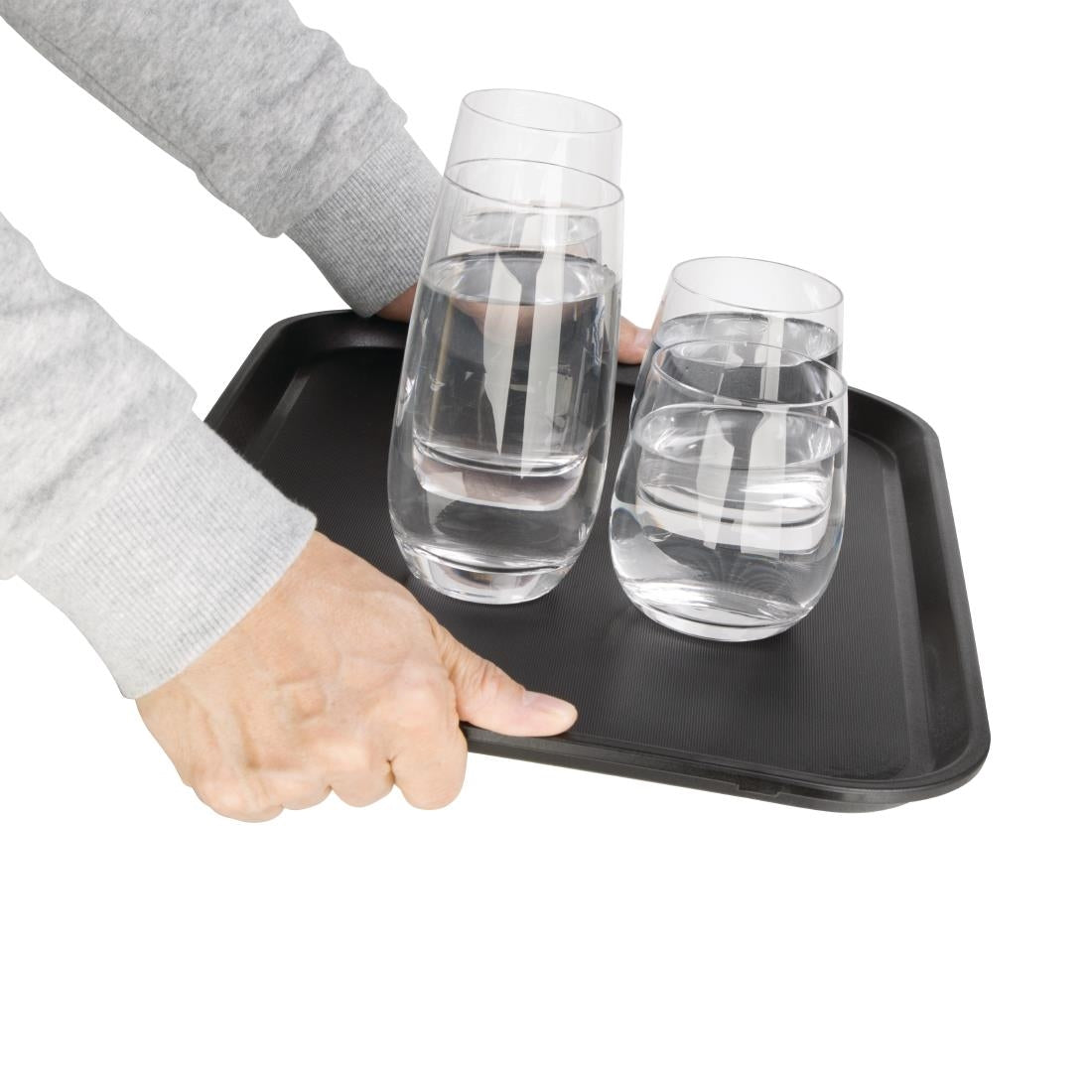Olympia Kristallon Polypropylene Rectangular Non-Slip Tray Black 405mm - GM238