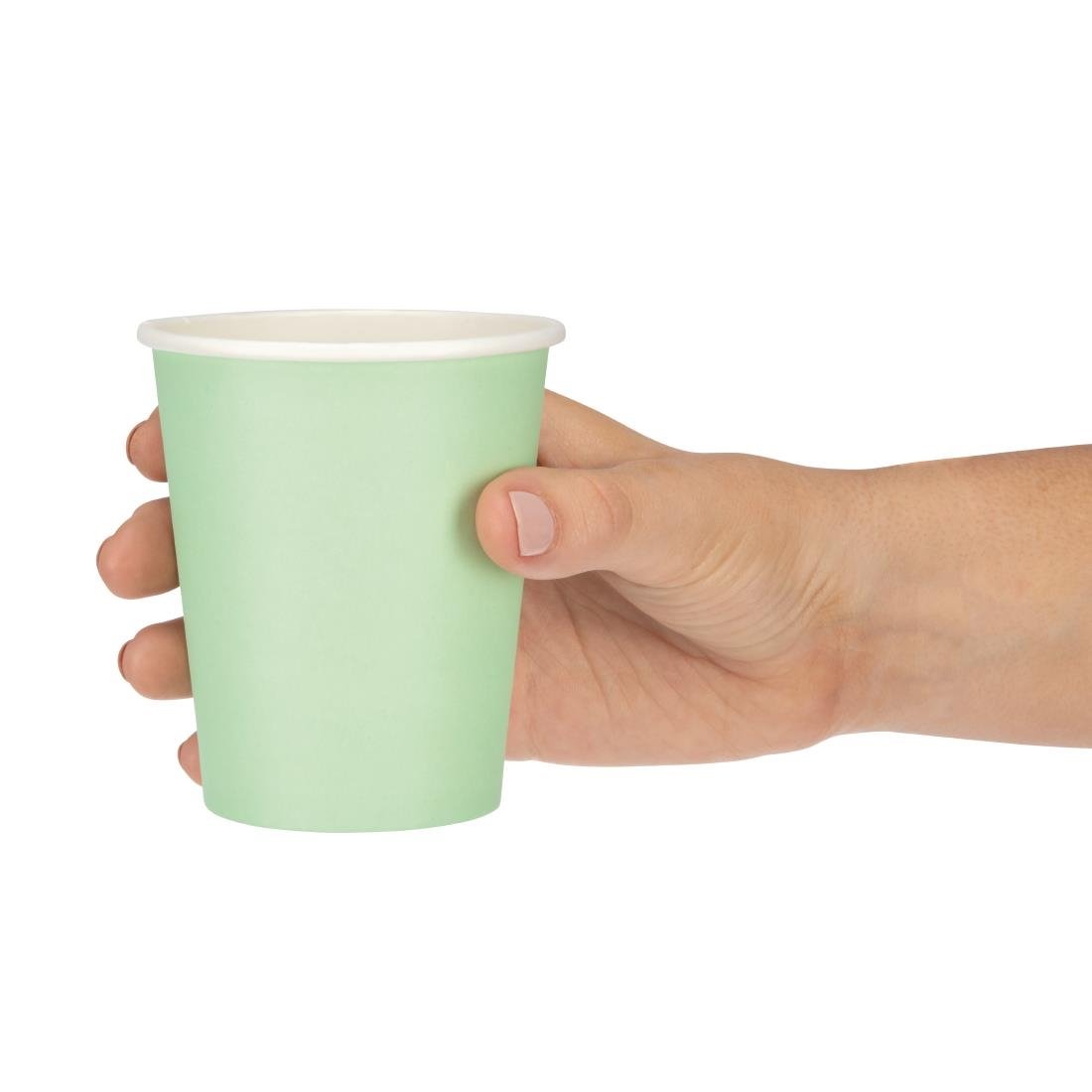 Fiesta Recyclable Takeaway Coffee Cups Single Wall Turquoise 225ml (Pack of 1000) - GP403