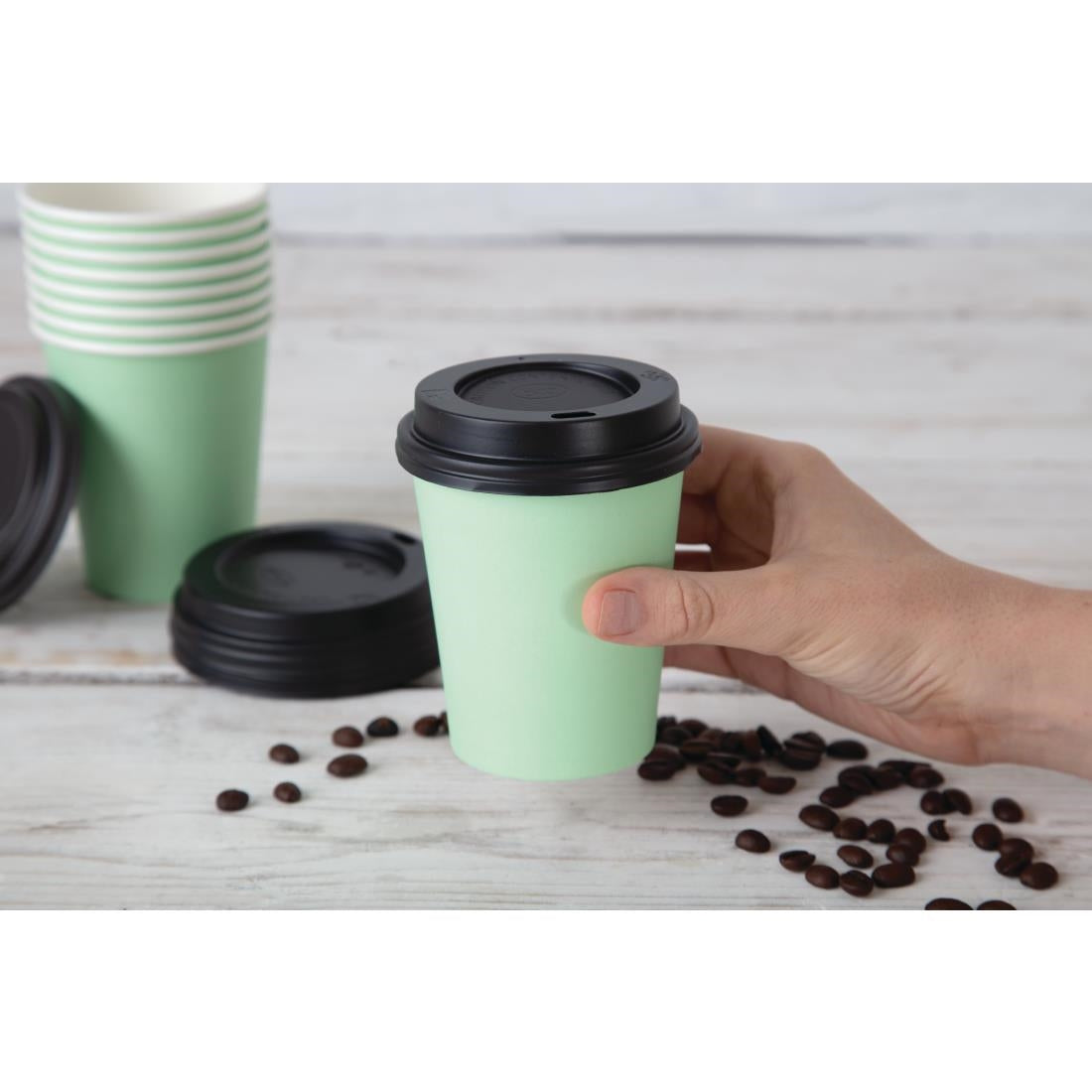 Fiesta Recyclable Takeaway Coffee Cups Single Wall Turquoise 225ml (Pack of 50) - GP400