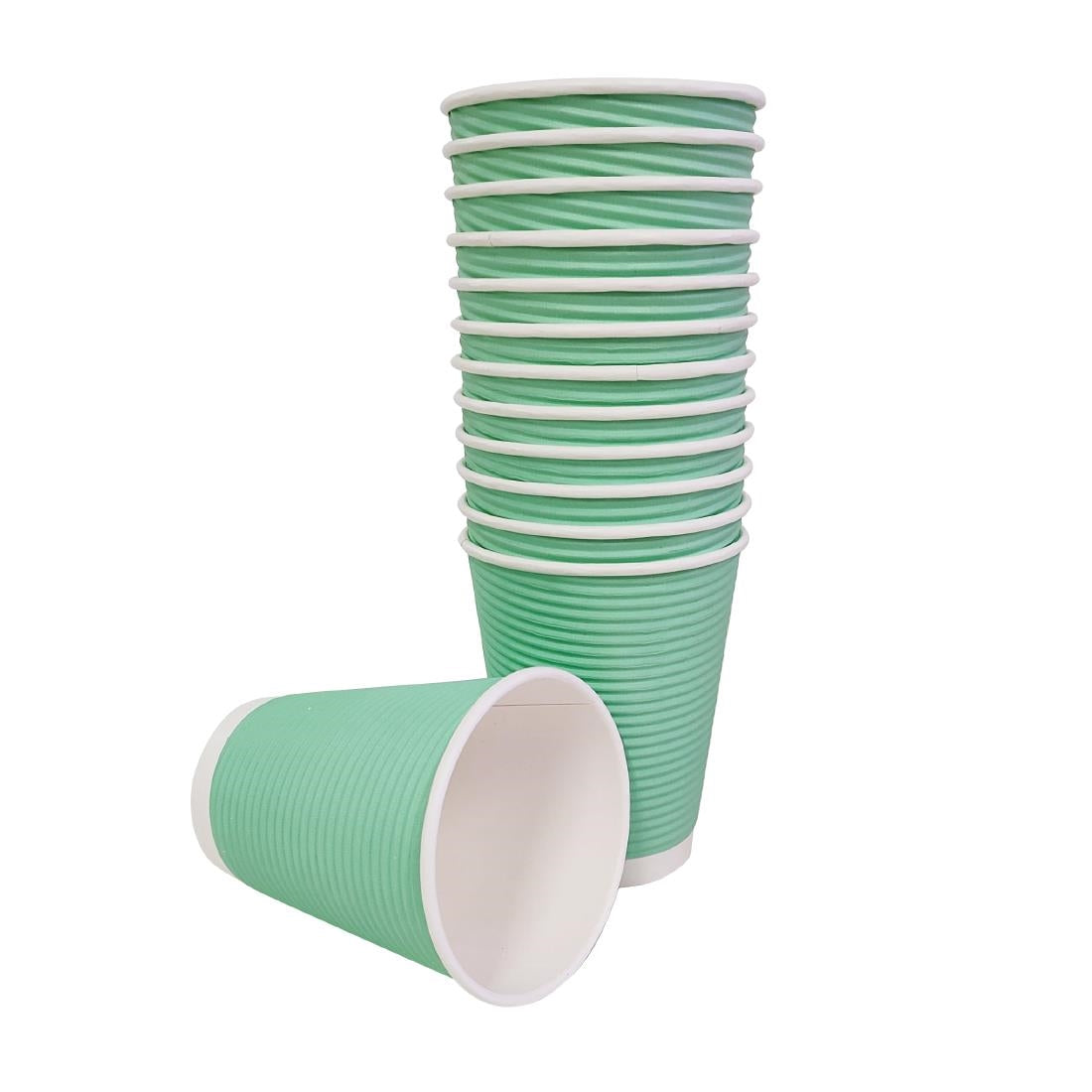 Fiesta Recyclable Takeaway Coffee Cups Ripple Wall Turquoise 340ml (Pack of 500) - GP422