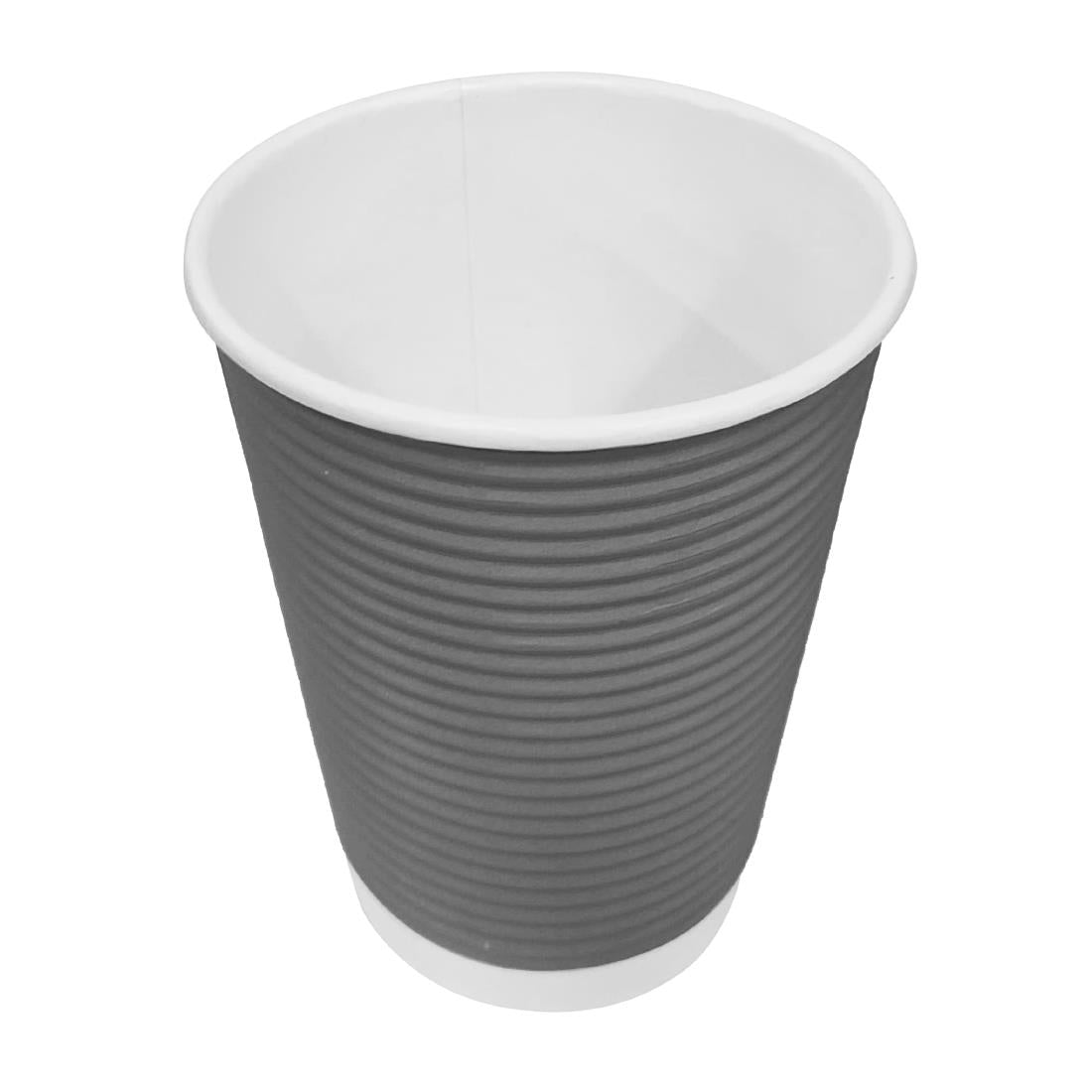 Fiesta Recyclable Takeaway Coffee Cups Ripple Wall Charcoal 225ml (Pack of 25) - GP430