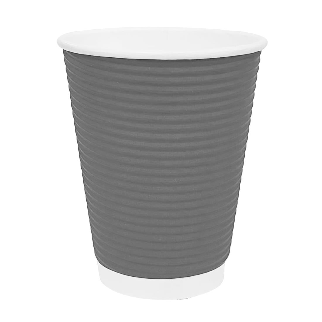 Fiesta Recyclable Takeaway Coffee Cups Ripple Wall Charcoal 340ml (Pack of 25) - GP431