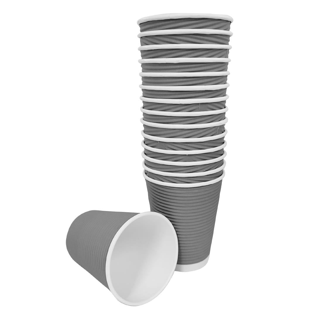 Fiesta Recyclable Takeaway Coffee Cups Ripple Wall Charcoal 340ml (Pack of 25) - GP431