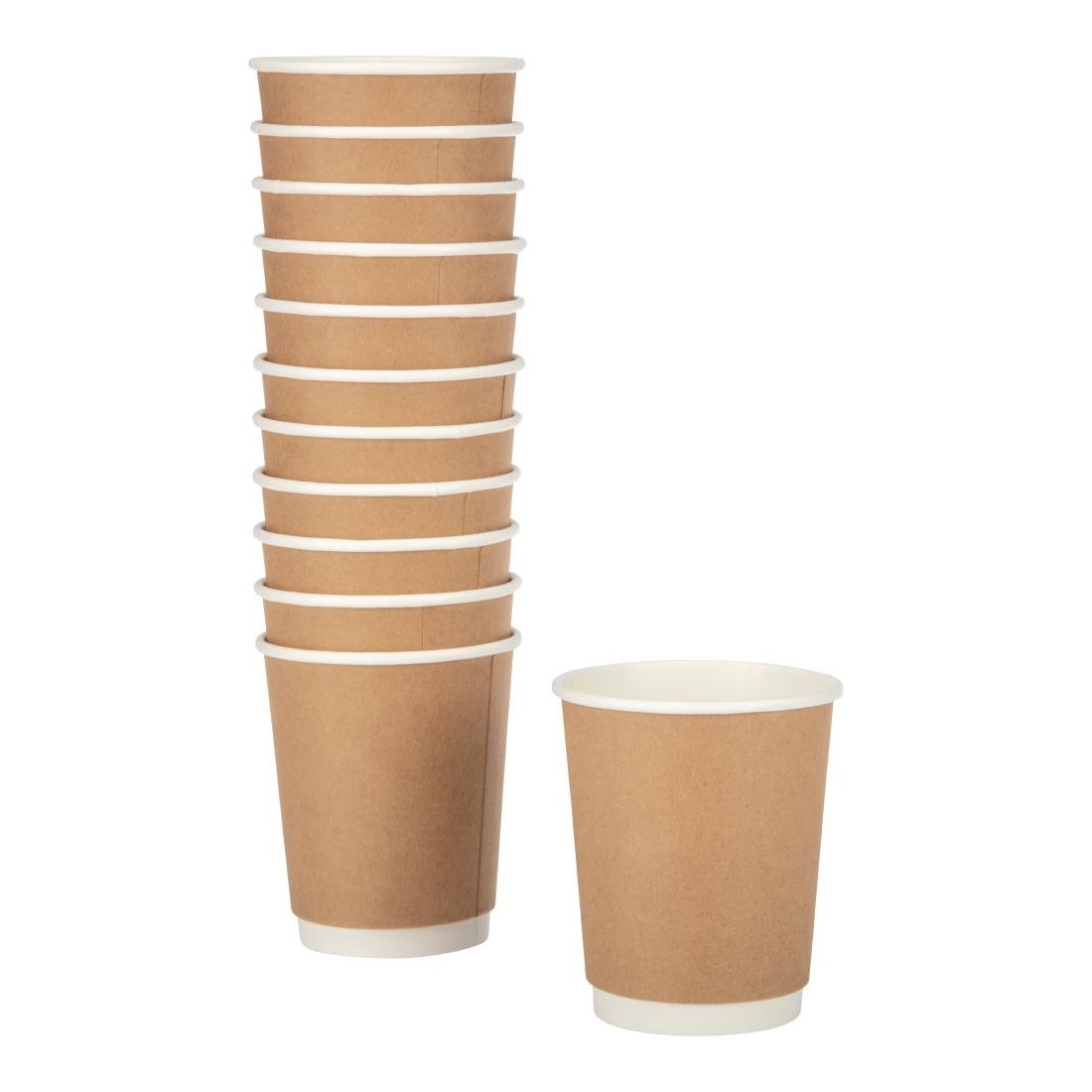 Fiesta Recyclable Takeaway Coffee Cups Double Wall Kraft 225ml (Pack of 500) - GP439