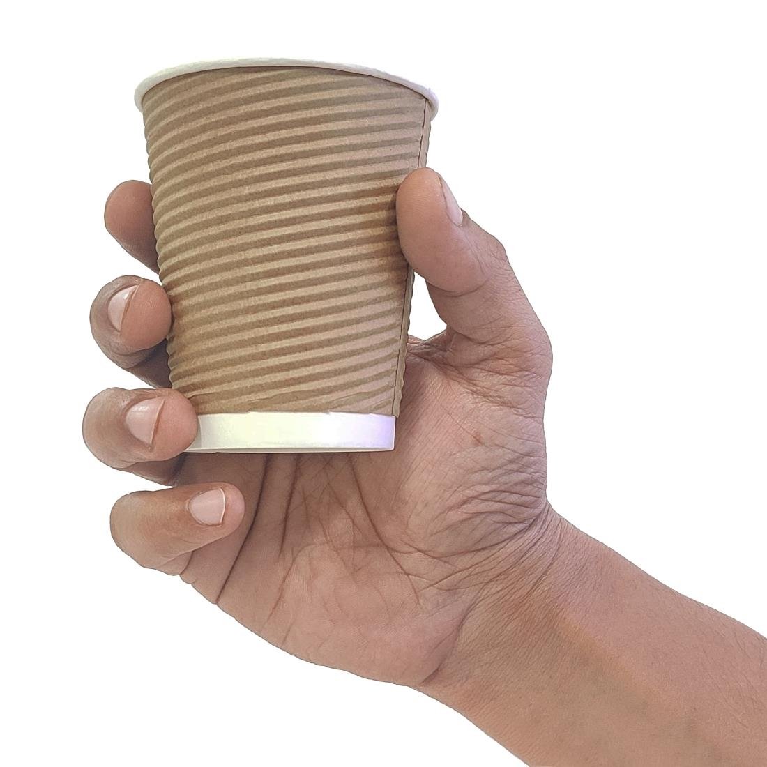 Fiesta Recyclable Takeaway Coffee Cups Ripple Wall Kraft 225ml (Pack of 25) - GP443