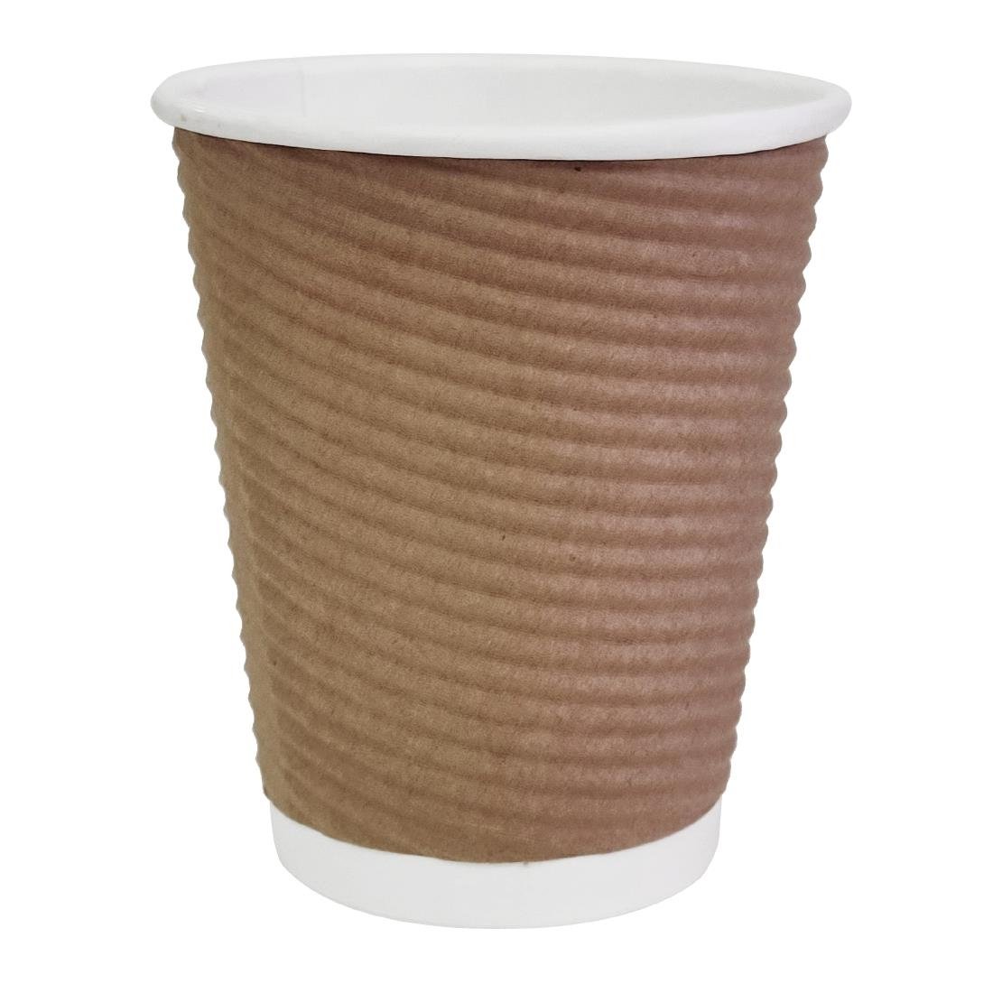 Fiesta Recyclable Takeaway Coffee Cups Ripple Wall Kraft 225ml (Pack of 25) - GP443