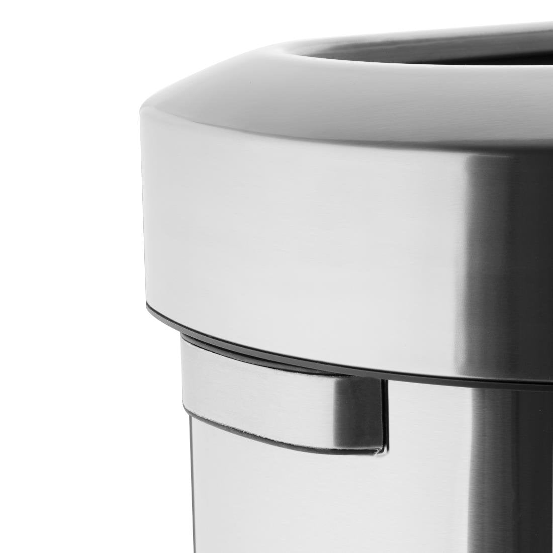 Bolero 'D' Shape Bin with Open Lid Brushed Steel 86Ltr - HT463