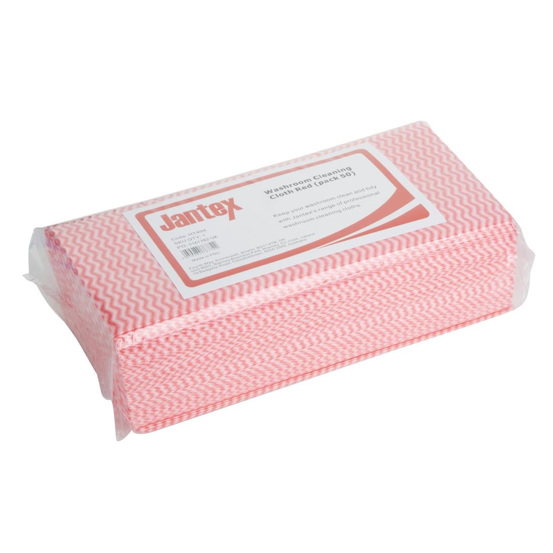 Jantex Washroom Cleaning Cloth Red (pack 50) - HT494