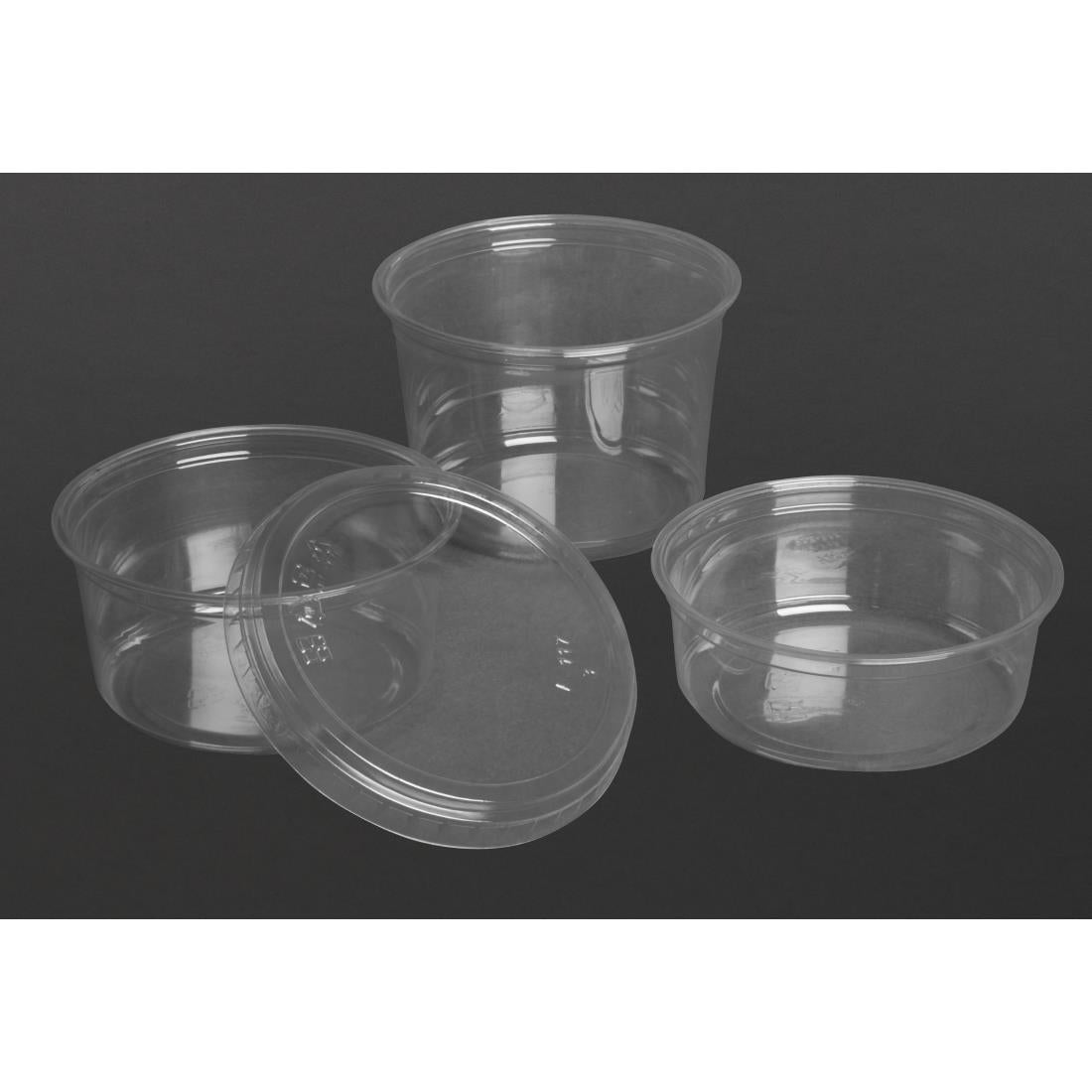 Fiesta Recyclable rPET Flat Lids for Deli Cups 225/340/455ml (300 Pack) - HU069