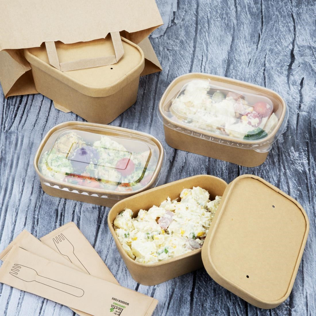 Fiesta Recyclable Rectangular Food Containers 750ml (300 Pack) - HW622