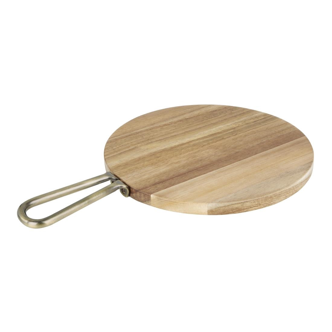 Olympia Round Paddle Board Acacia Wood Metal Handle 458x305mm - HX389