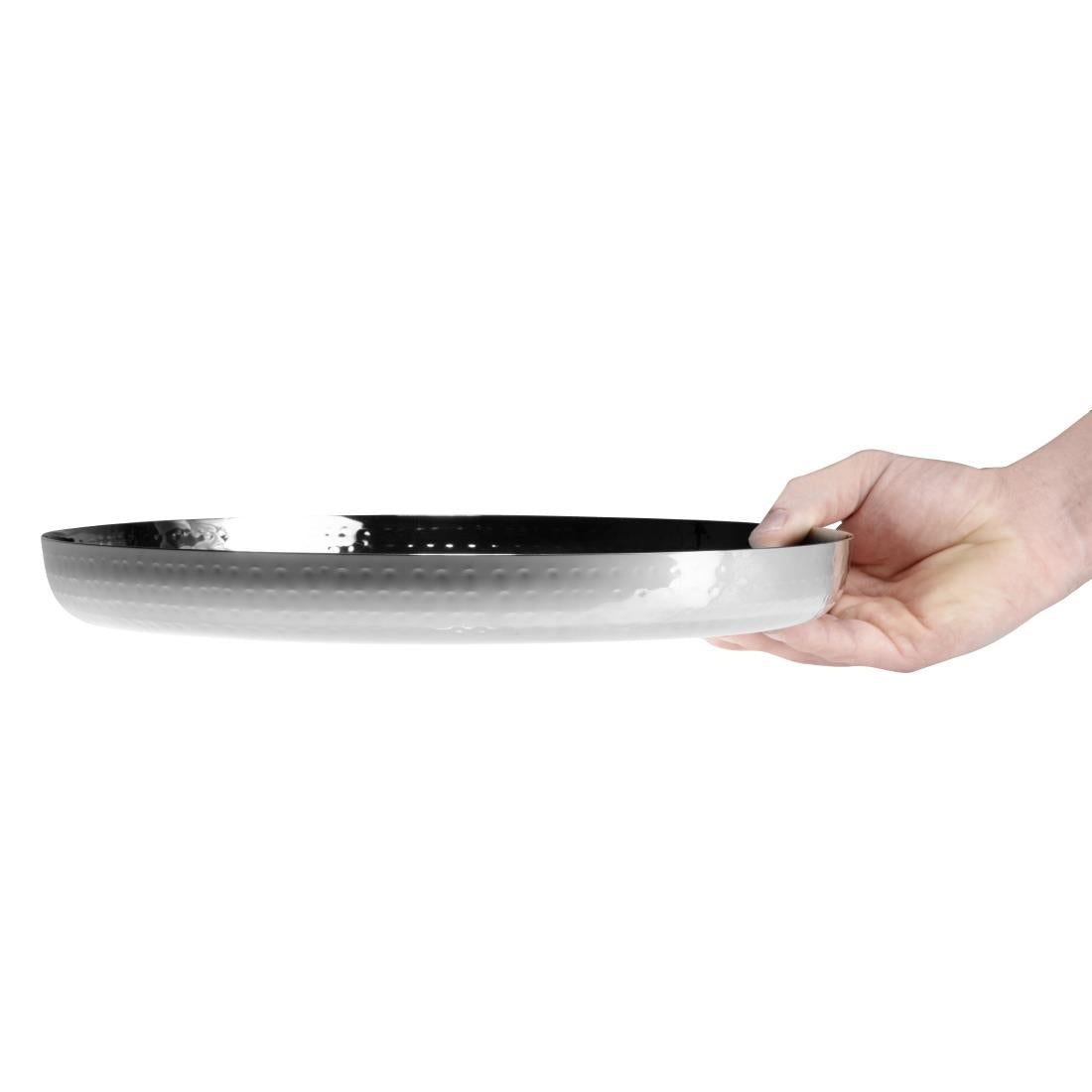 Olympia Hammered Stainless Steel Round Tray 320x35mm - HY125