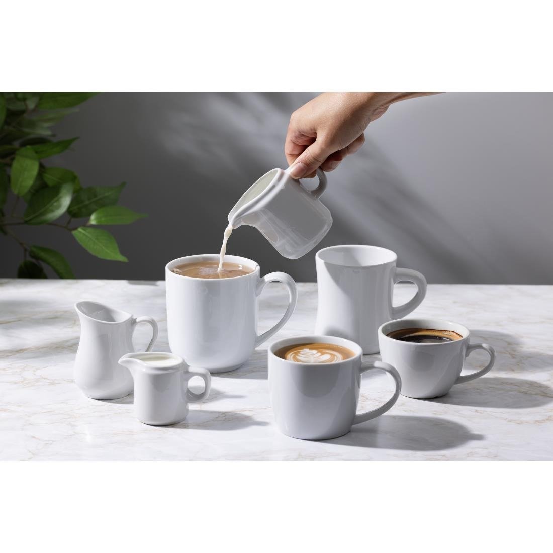 Olympia Whiteware Handled Jugs 130ml (12 Pack) - HY544