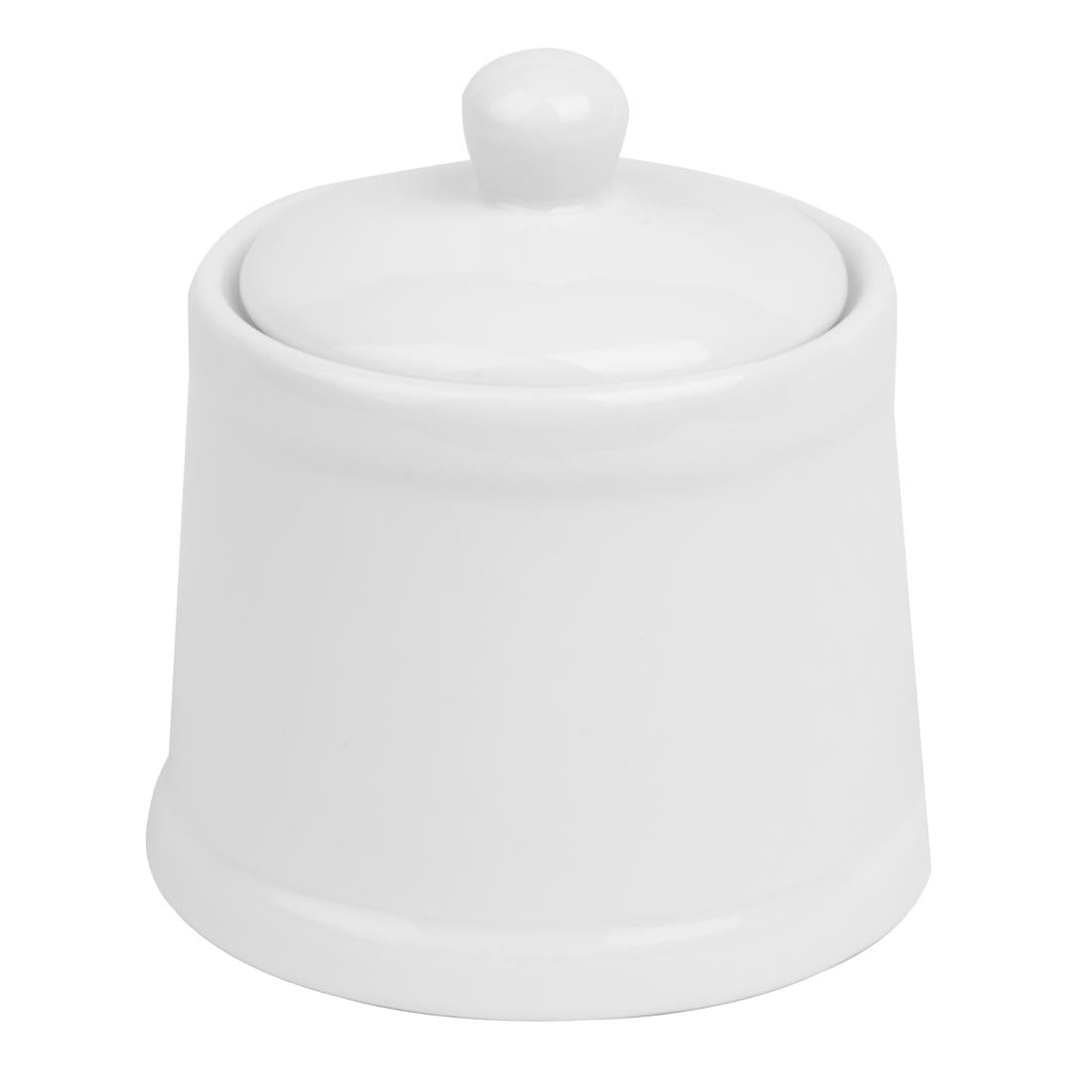 Olympia Whiteware Pier Sugar Bowls with Lids 250ml (6 Pack) - HY547