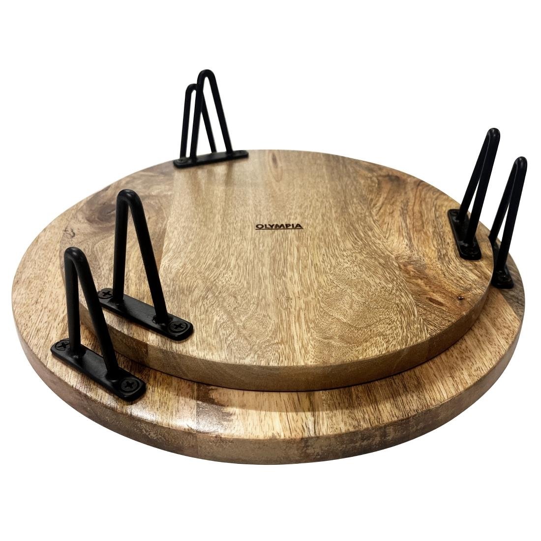 Olympia Round Display Stand Mango Wood with Metal Legs 250x80mm - HY753