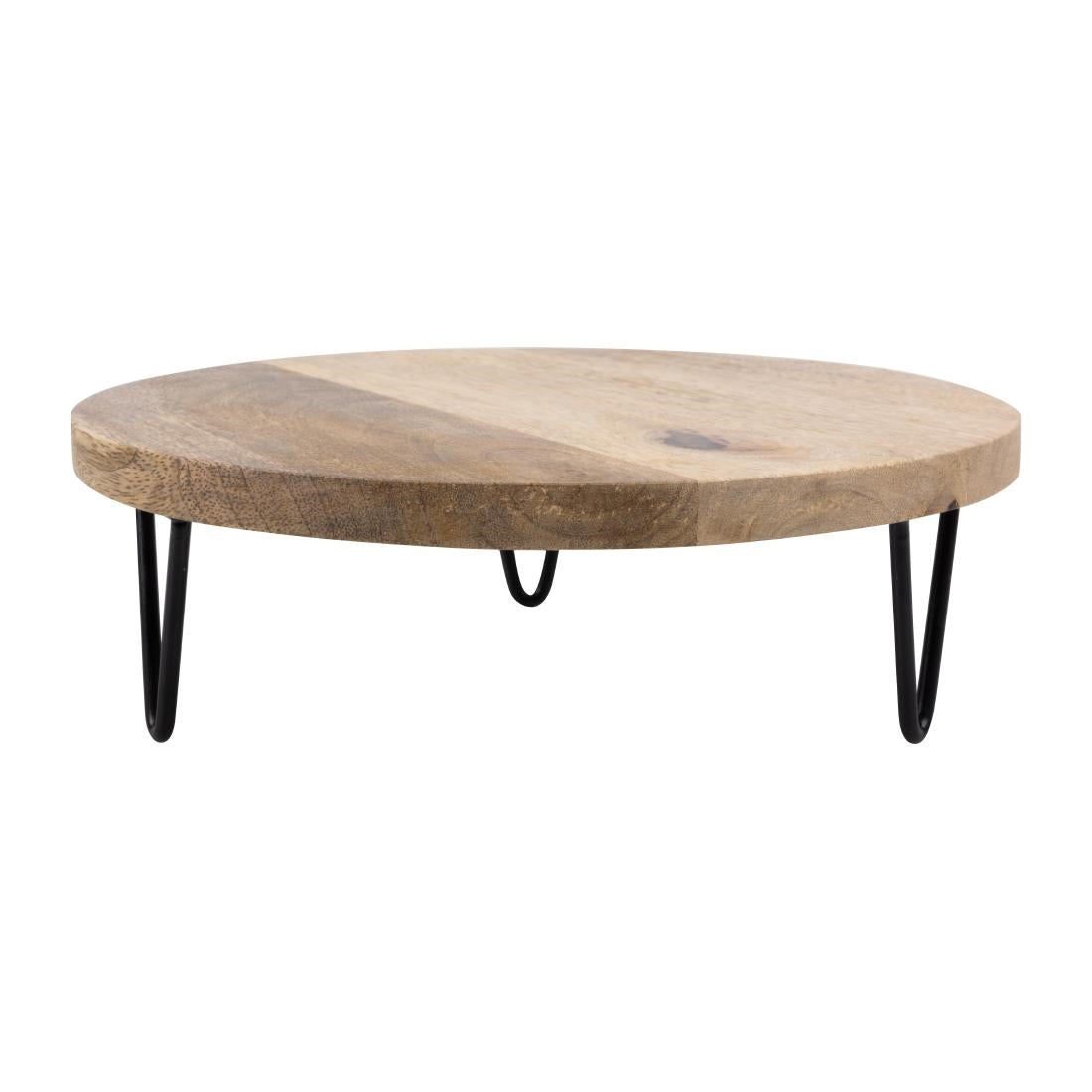 Olympia Round Display Stand Mango Wood with Metal Legs 300x80mm - HY752