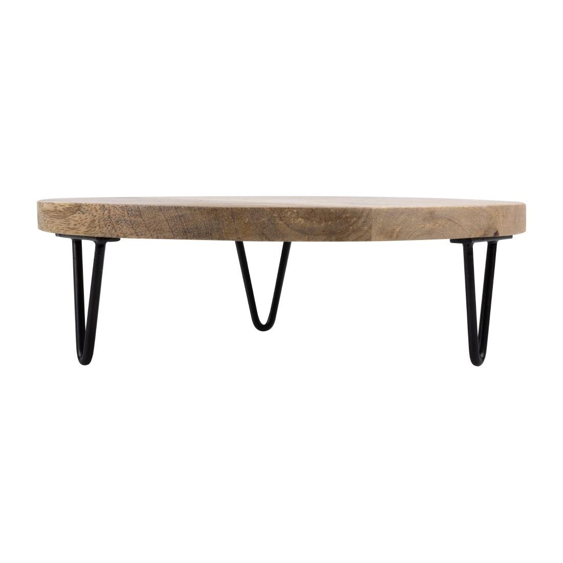 Olympia Round Display Stand Mango Wood with Metal Legs 250x80mm - HY753